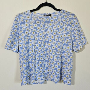 Zara Floral Crop Tee Shirt
